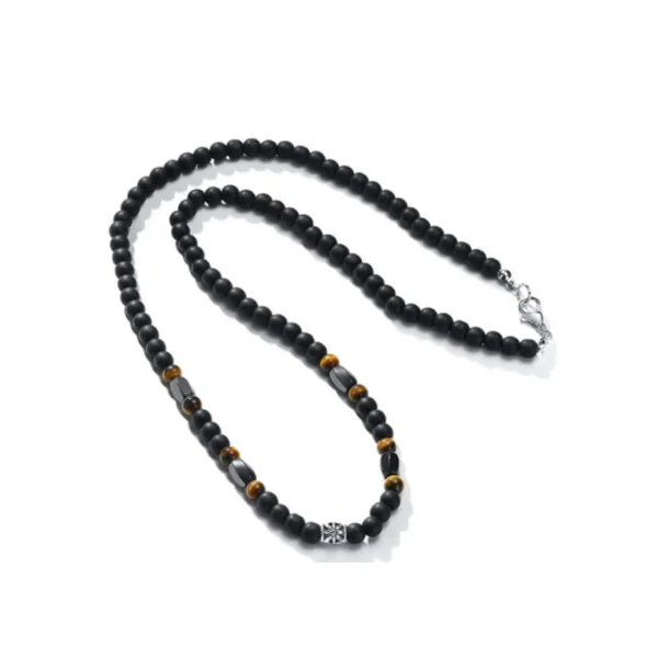 Volcanic Rock Black Matte Ethnic Style Necklace Men - Image 6