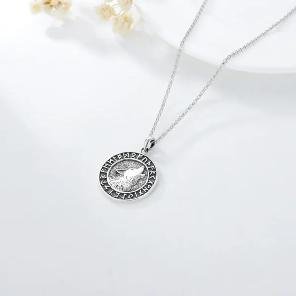 Viking Wolf Necklace Viking Jewelry Viking Runes Coin Wolf Pendant for Men Women - Image 5